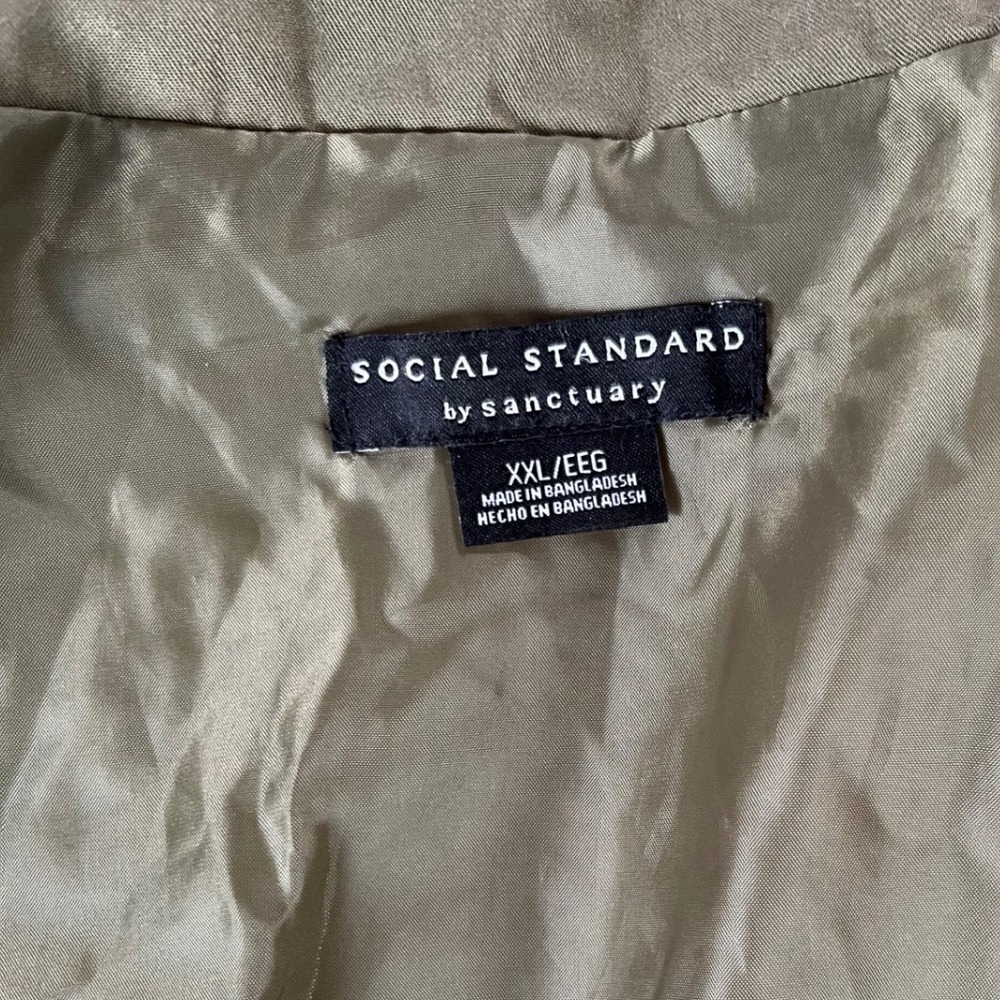 Social Standard by Sanctuary Olive Green Quilted Snap Front Jacket XXL XJ9190E1S - Picture 8 of 10